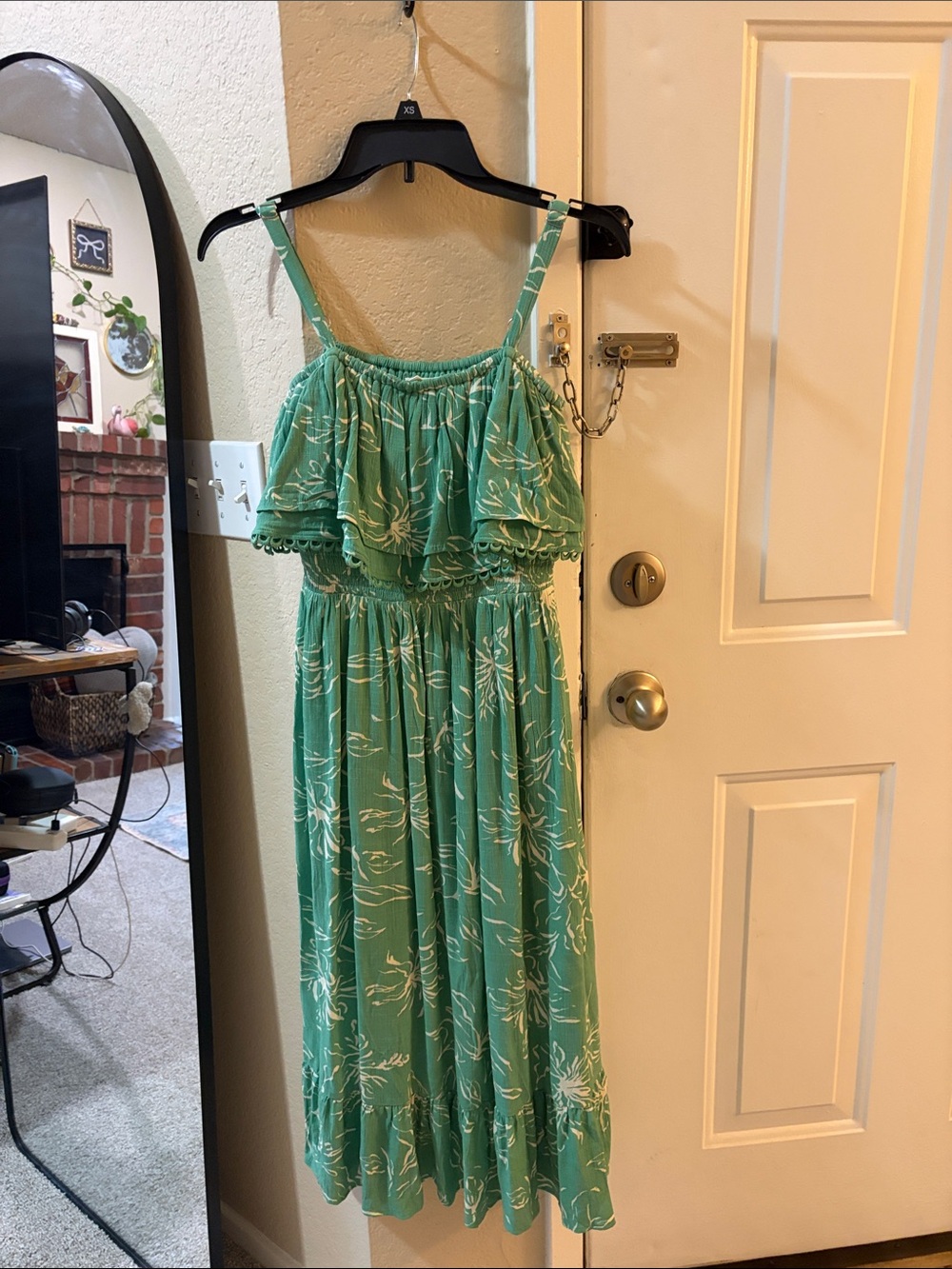 Maurices Green Floral Ruffled Maxi Dress